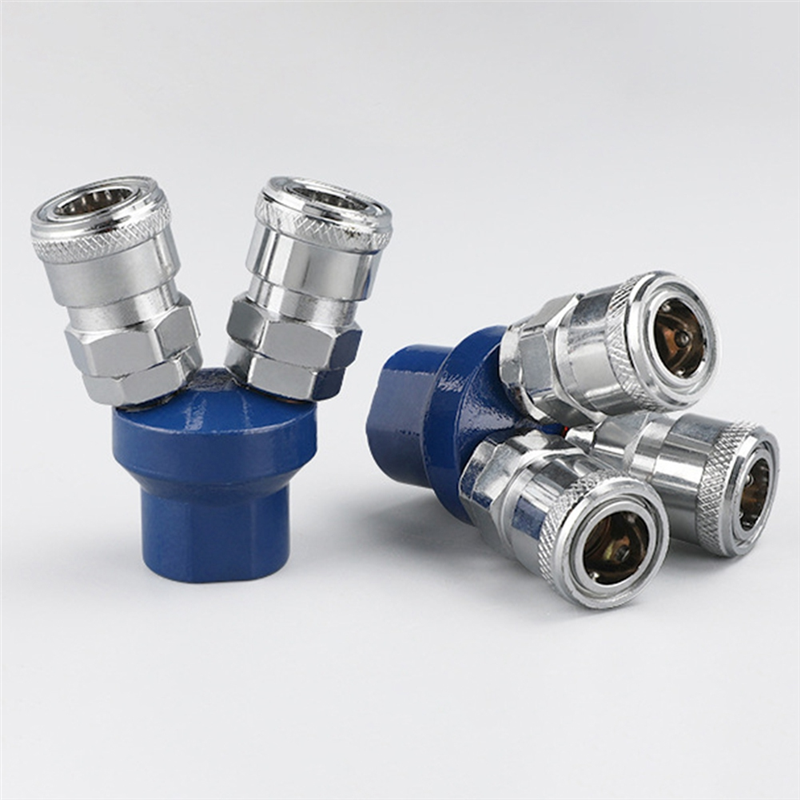 1Set Quick Connector Air Compressor 2 Way 3 Way Multi Hose Coupler Fitting Round Three. 