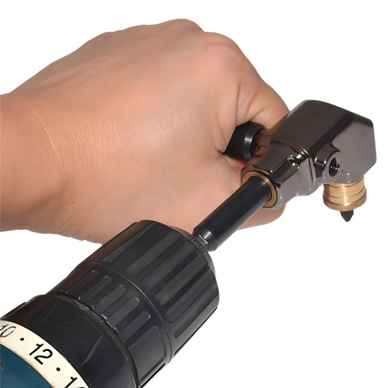 Right Angle Drill Attachment, All Metal Body 90 Degree Drill Adapter with Detachable Handle, Drill Bit Corner Adapter Durable Easy Install Easy to Use. 
