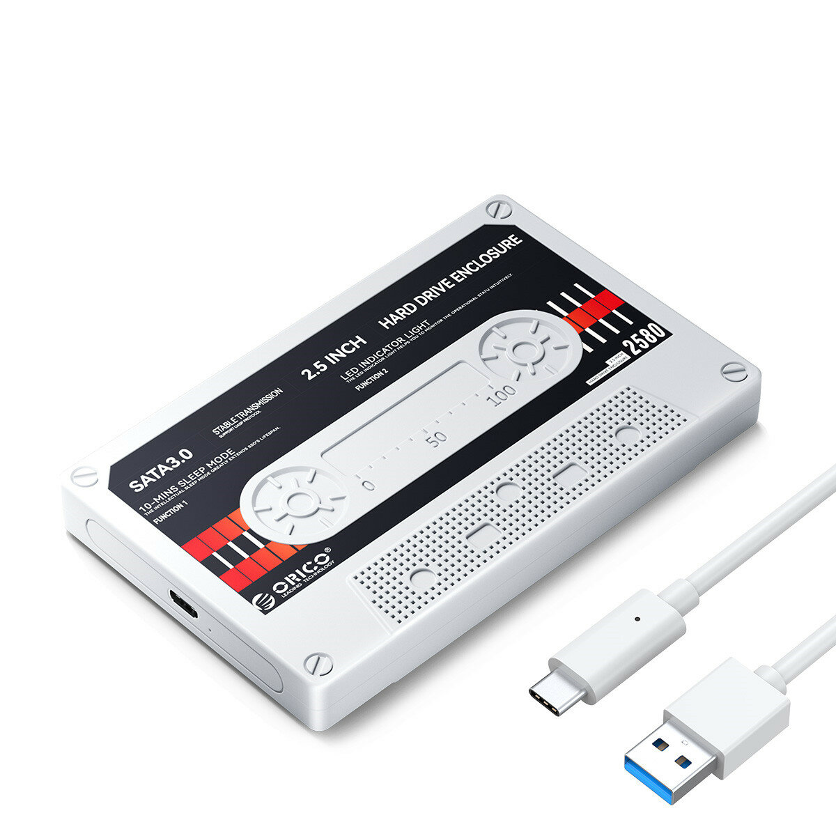 ORICO 2.5'' HDD Enclosure ATA to USB3.0 External Hard Drive Case 5Gbps / 6Gbps Type-C HDD Case With DIY ticker. 