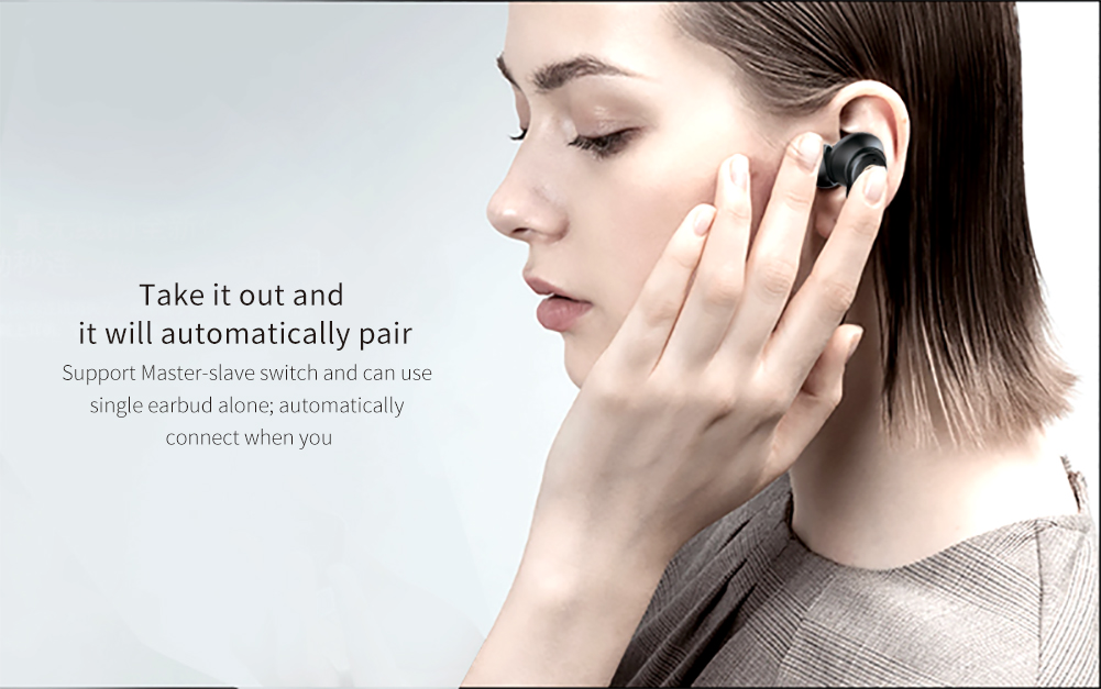 TS-100 Bluetooth 5.0 wireless bluetooth headset IOS open lid animation pop-up window noise reduction call HIFI sound. 