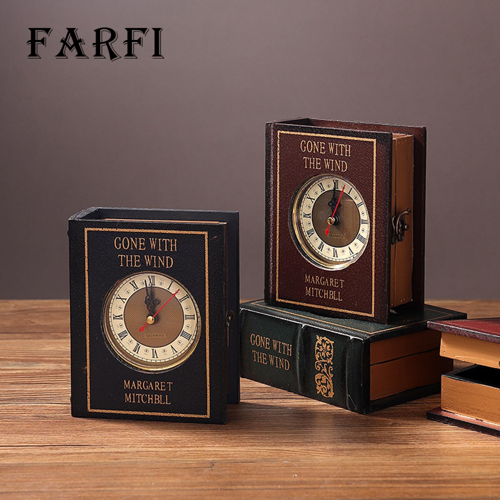 Secret Book Storage Box Vintage Style Book Storage Box with Clock Large Capacity Decorative Organizer for Home Office Desktop Realistic Fake Book Stack Design Faux Book Storage Box. 