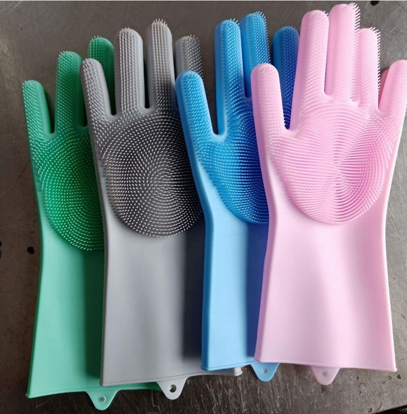 2 Piece Silicone Dish washing Kitchen Hand Safety Gloves - Multicolor 2 Piece Set - Hand Gloves. 