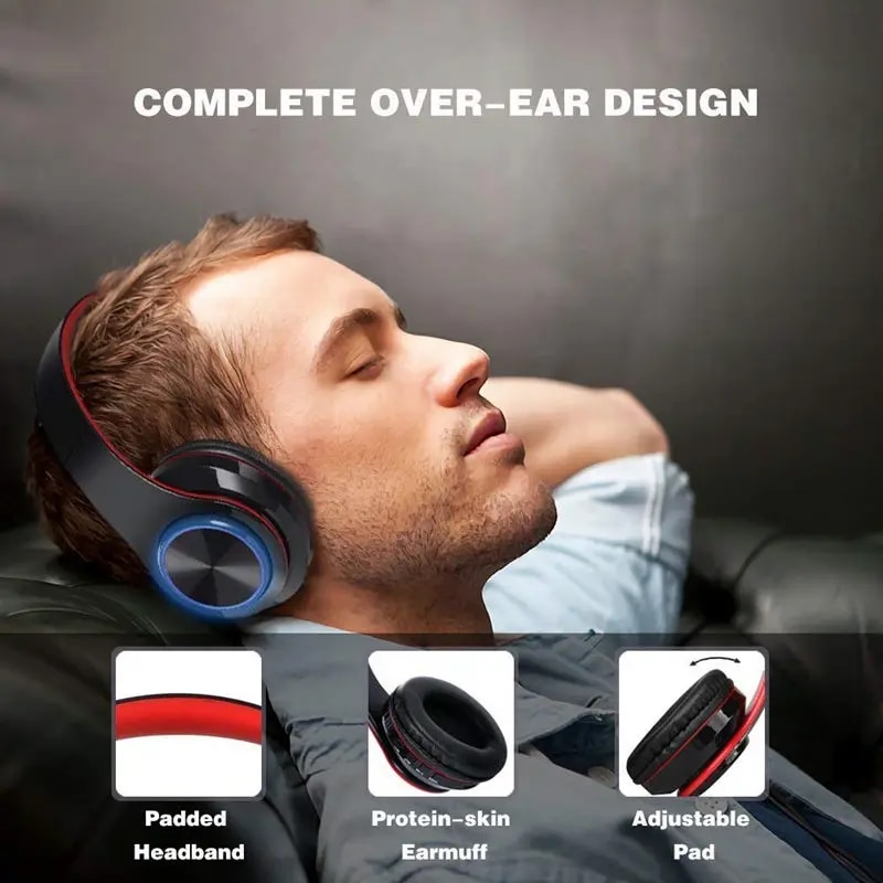 Tourya Wireless Headphones Bluetooth Headphone 7 Colors Glowing LED Headset With MIC Support TF Card For Phone PC MP3 Player. 