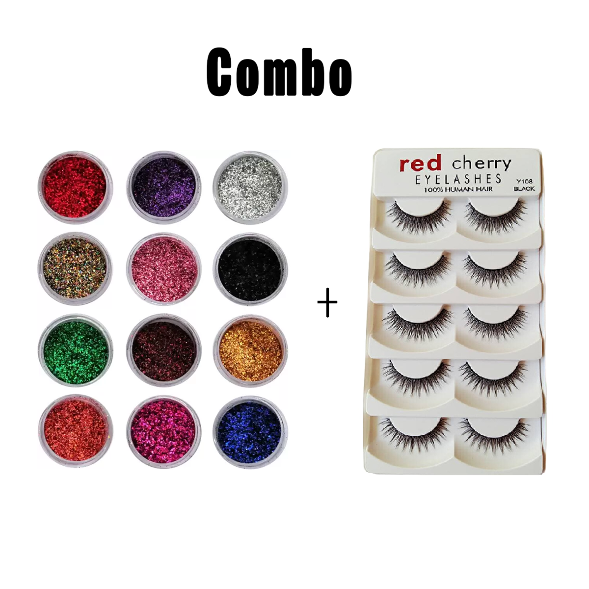 Combo of MUA Glitter Eyeshadow 12pcs set - eyeshadow palette and Eye lashes