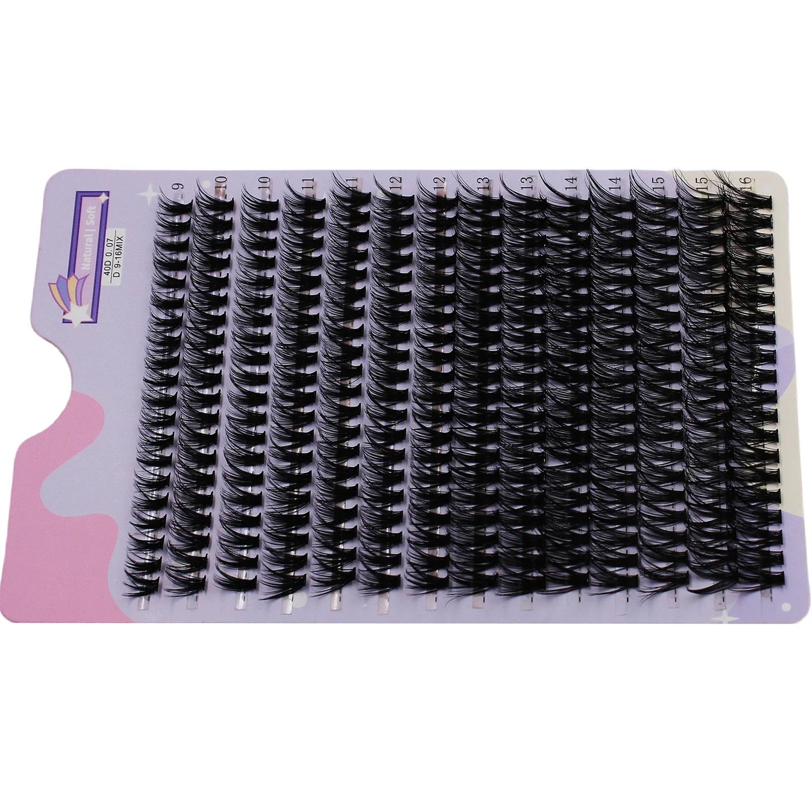 14 Rows 280 Clusters 40D Mix 9-16mm Cluster Lashes Extension Natural Thick Eyelash 3D Strip Individual Lashes. 