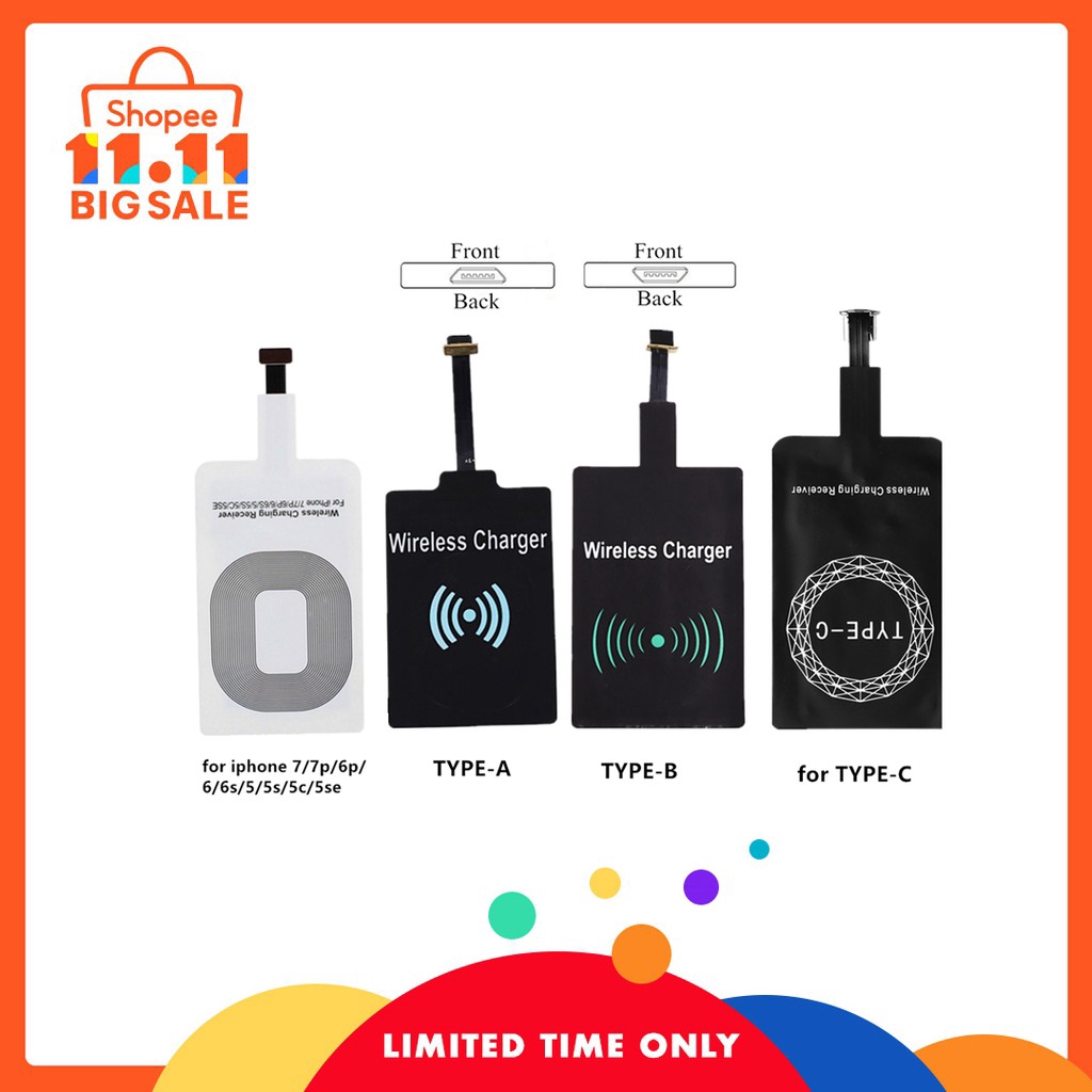 QI Wireless Charging Receiver Pad Kit For Android iPhone Mobile phone Type C Wireless Chargers