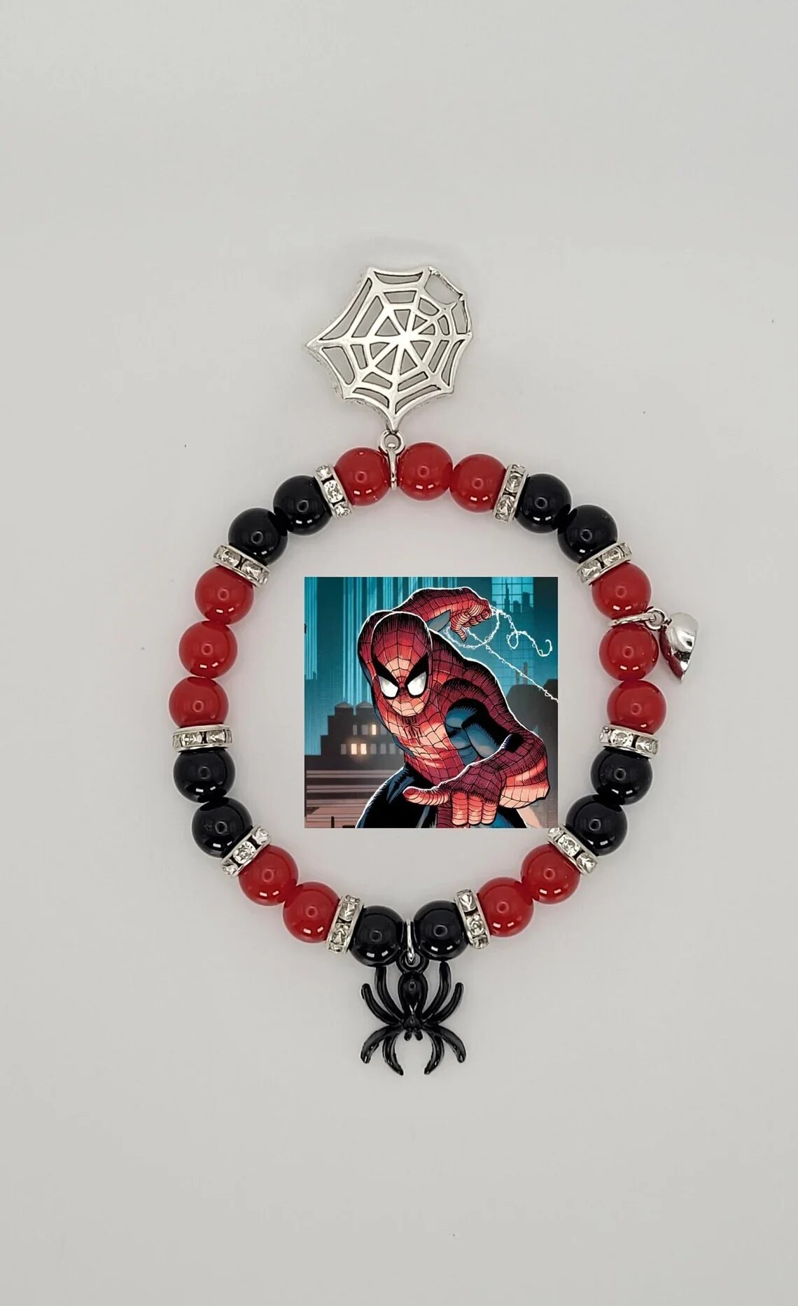 Spiderman Miles Morales Bracelet Gwen Stacy Set of Two Matching Couple Beaded Bracelets. 