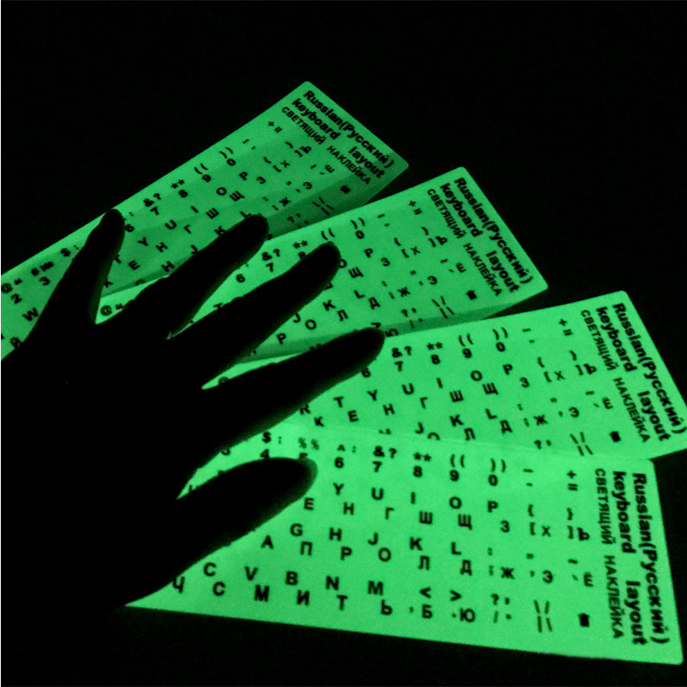 【Lejia】Luminous Waterproof Russian English Italian German Spanish Language Keyboard Stickers Protective with Button Letters Alphabet for Computer. 