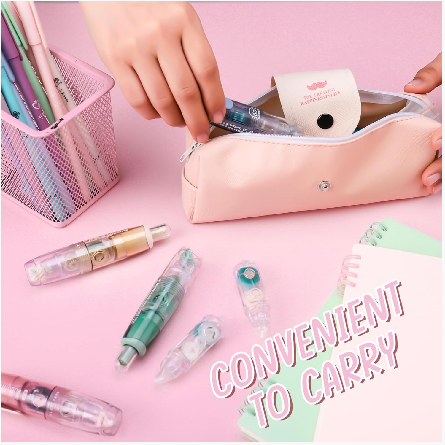 Glue Tape, Retractable Glue Tape Roller, Double Sided Tape Dispenser with Tape Refills, Transparent Tape Pen for Crafting, Cards, Photo, Journal and Scrapbooking(5mx6mm). 
