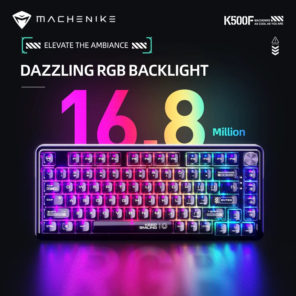 Machenike K500F Mechanical Keyboard Gasket Mount 75% Compact TKL Layout RGB Backlit Wired Mode Gaming Keyboard for PC Latop. 