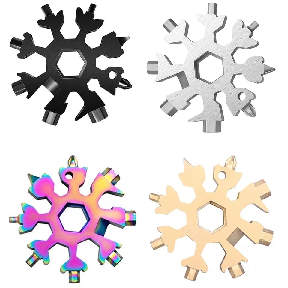 Bottle Opener/Wrench/Screwdriver/Hand Tools With Keychain, Tool Kit For All Occasions, Gadgets - Tools, 18-In-1 Snowflake Stainless Steel Multitool. 