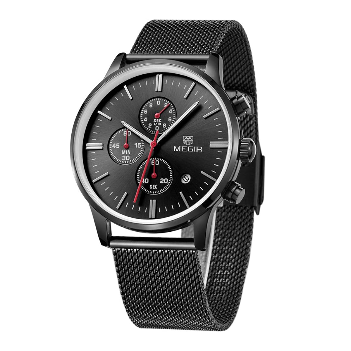 MEGIR WATCH MS2011G (Black case and black mesh band)