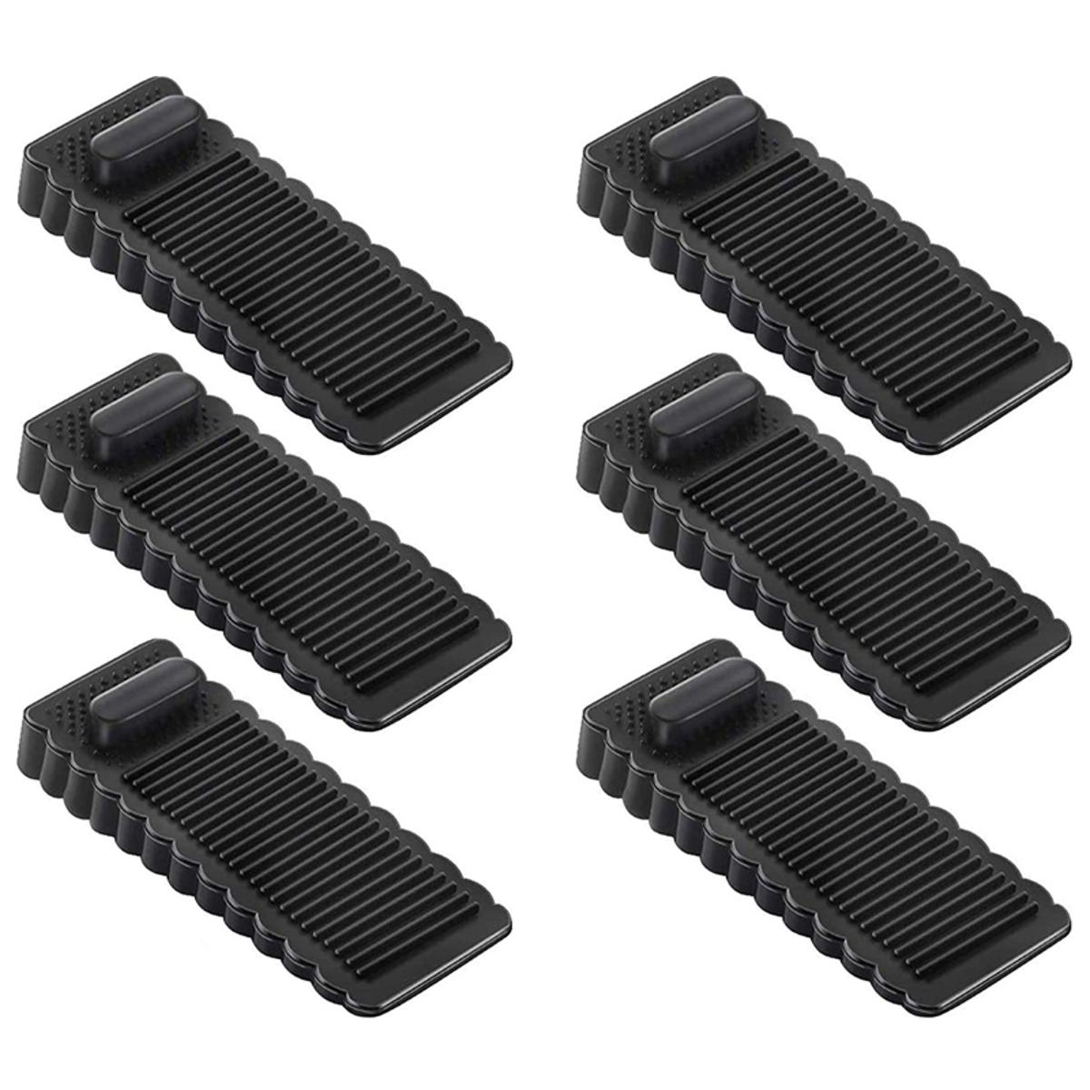 6 Pack Door Stopper Rubber Wedge - Sturdy and Stackable Door Stoppers - Slip-Resistant Rubber Door Stop Works on All