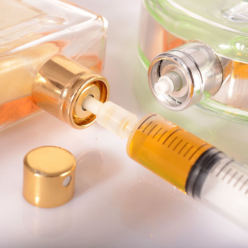 Perfume Extracts, Liquid Solution - Pump With Specialized Extraction Syringe. 