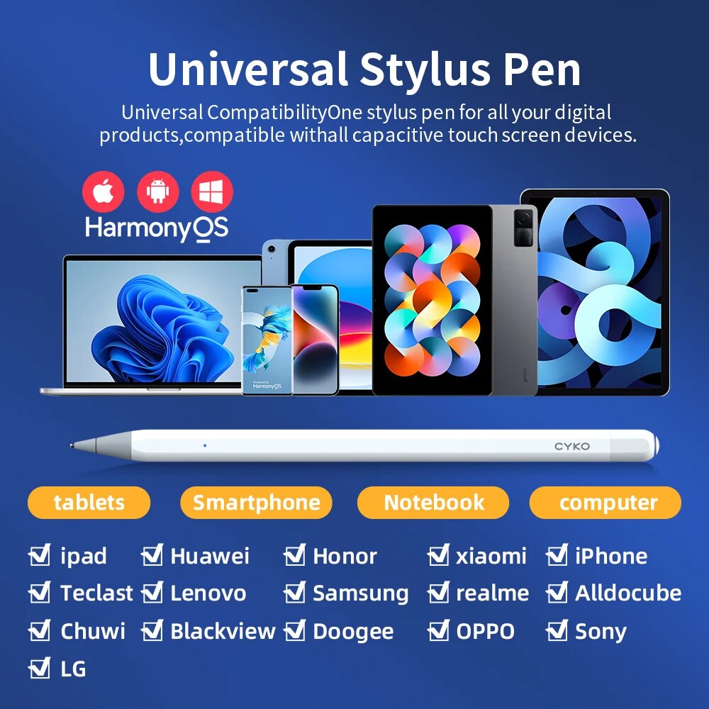 CYKO Universal Stylus Pen For Apple/IOS/Android/Windows System Tablet Mobile Phone iPad Drawing Stylus Pencil For Touch Screen. 