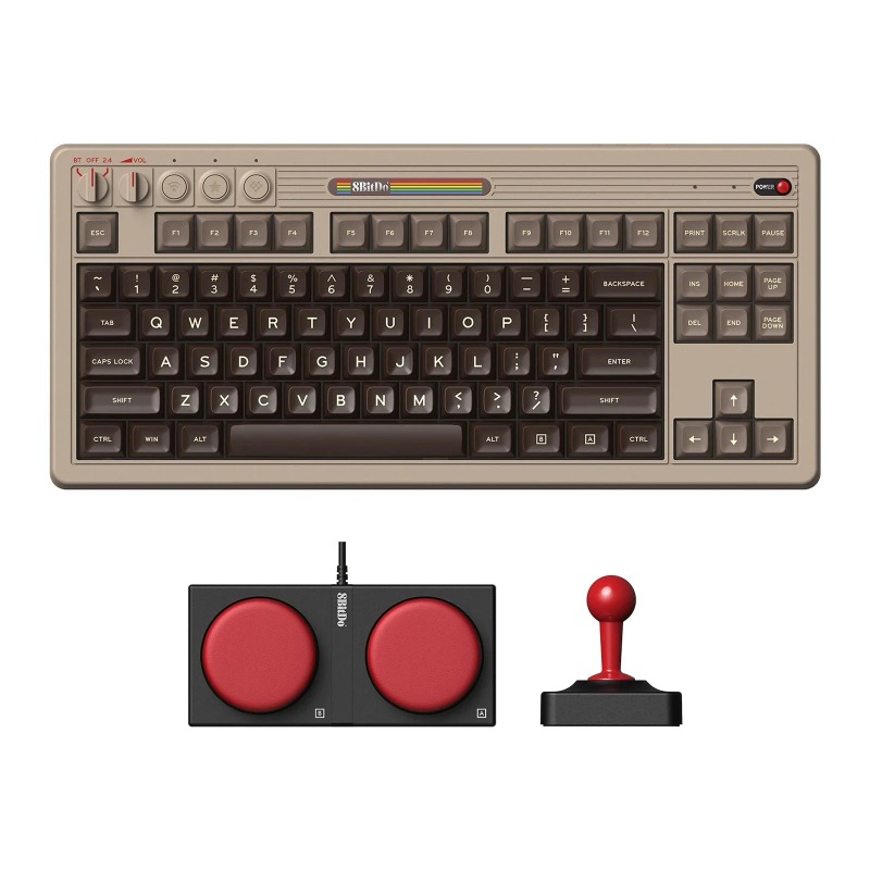 8BitDo Retro Mechanical Keyboard C64 Edition Bluetooth/2.4G/USB-C Hot Swappable Gaming Keyboard with 87 Keys for Windows Android