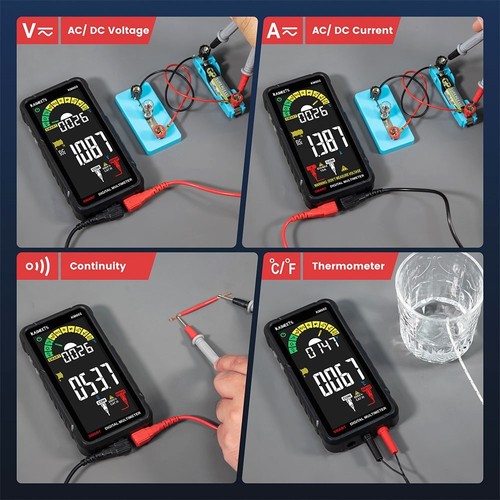 KAIWEETS KM602 Digital Multimeter 6000 Counts True-RMS Meter Smart Mode Manual Mode 1200mAh Rechargeable Battery Flashlight Auto-Lock - Black. 