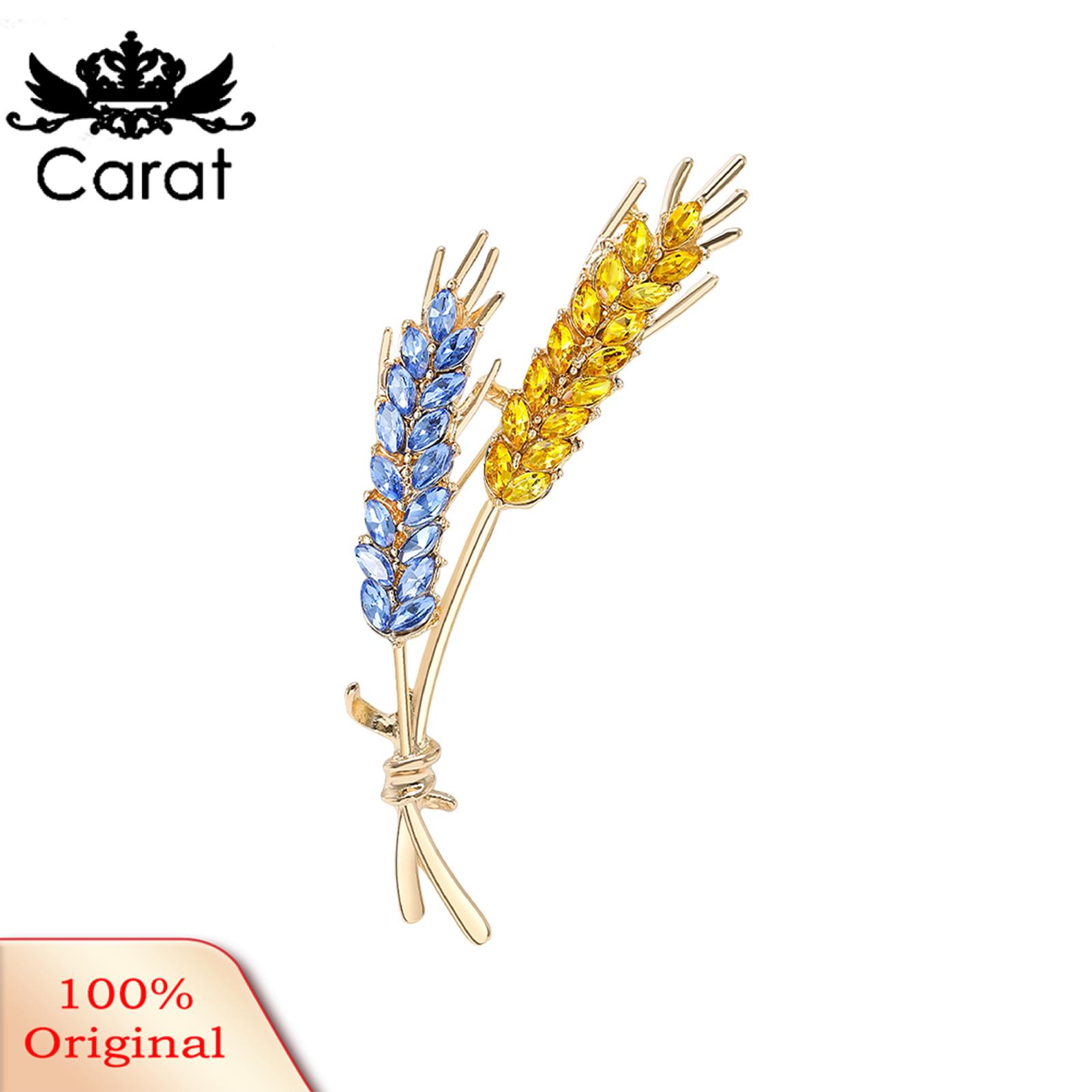 Carat Women Brooch Sparkling Wheat Shape Crystal Brooch for Shoulder Bag Coat Hat Elegant Anti-slip Pin for Party Prom Wedding Fashion Jewelry Women Suit Coat Brooch