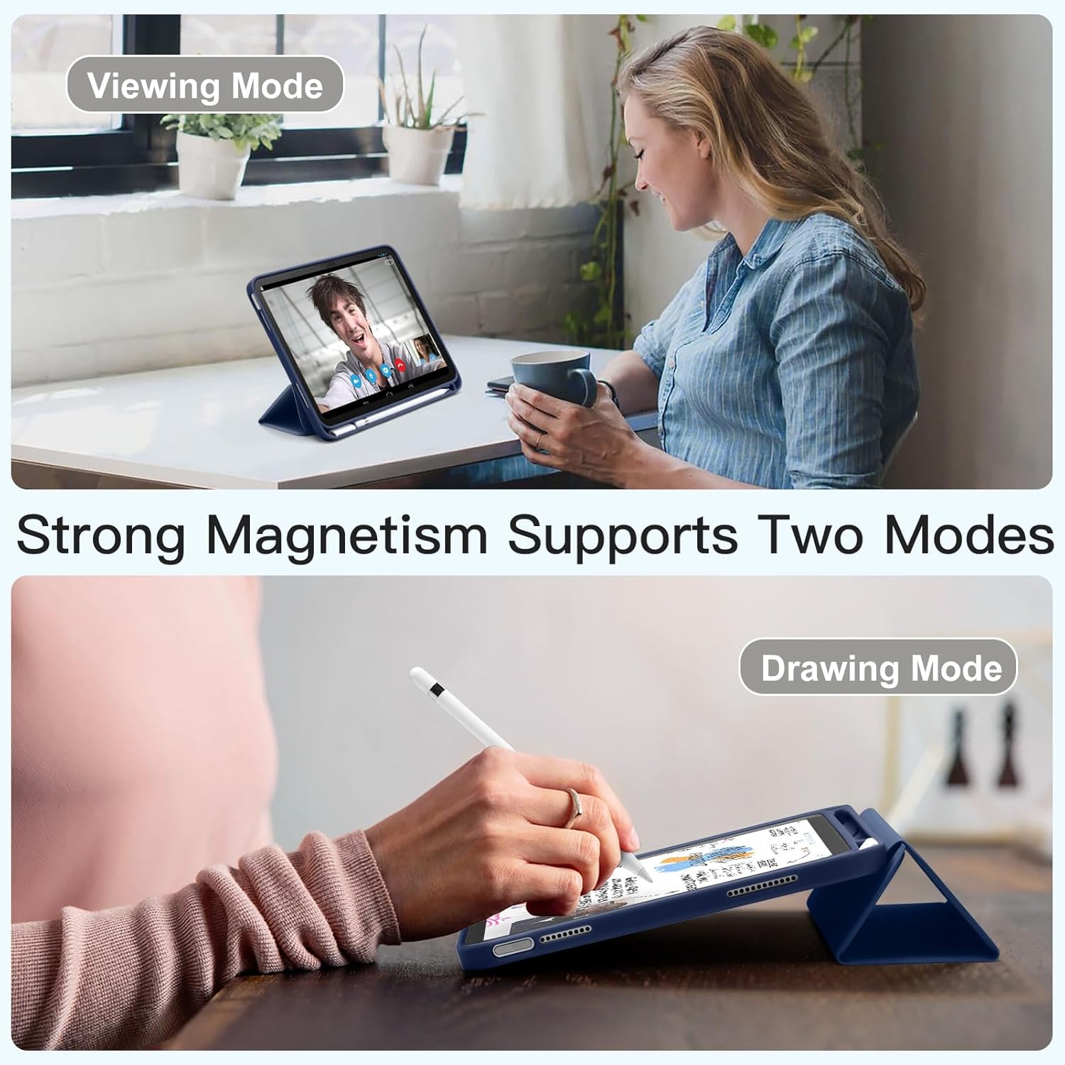 Compatible with iPad (A16) 11th Generation Case 11 Inch 2025 New, for iPad 10th Generation Case 10.9 Inch 2022, Trifold Stand Protective Cover with Pencil Holder, Auto Sleep/Wake, Model: A2757 A2777 A3162 A2696 A3355 A3356 A3354. 