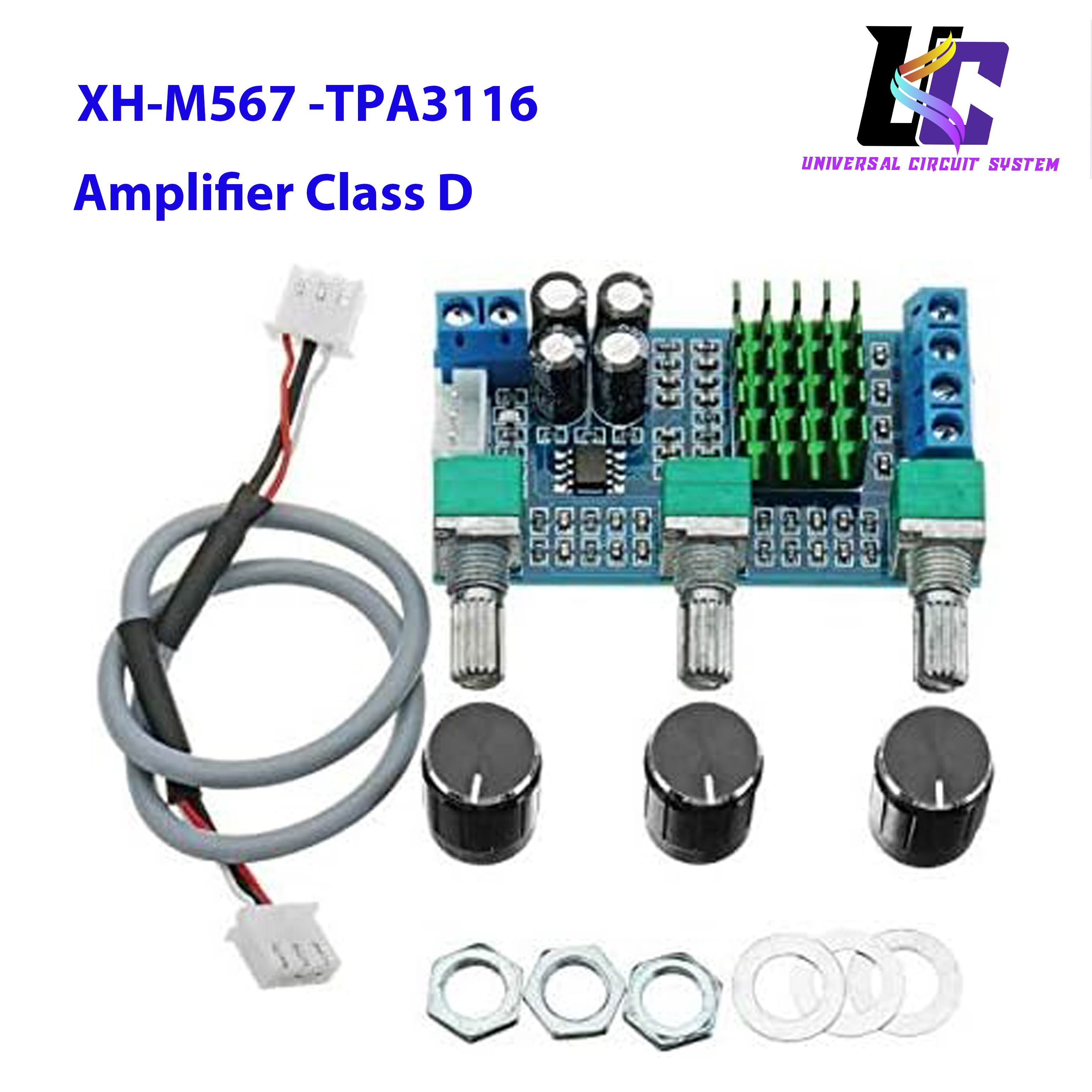 XH-M567 TPA3116D2 High and Low Sound Adjustment Audio Control Amplifier Two-Channel Digital Power Amplifier Board Onboard op amp Double 80W