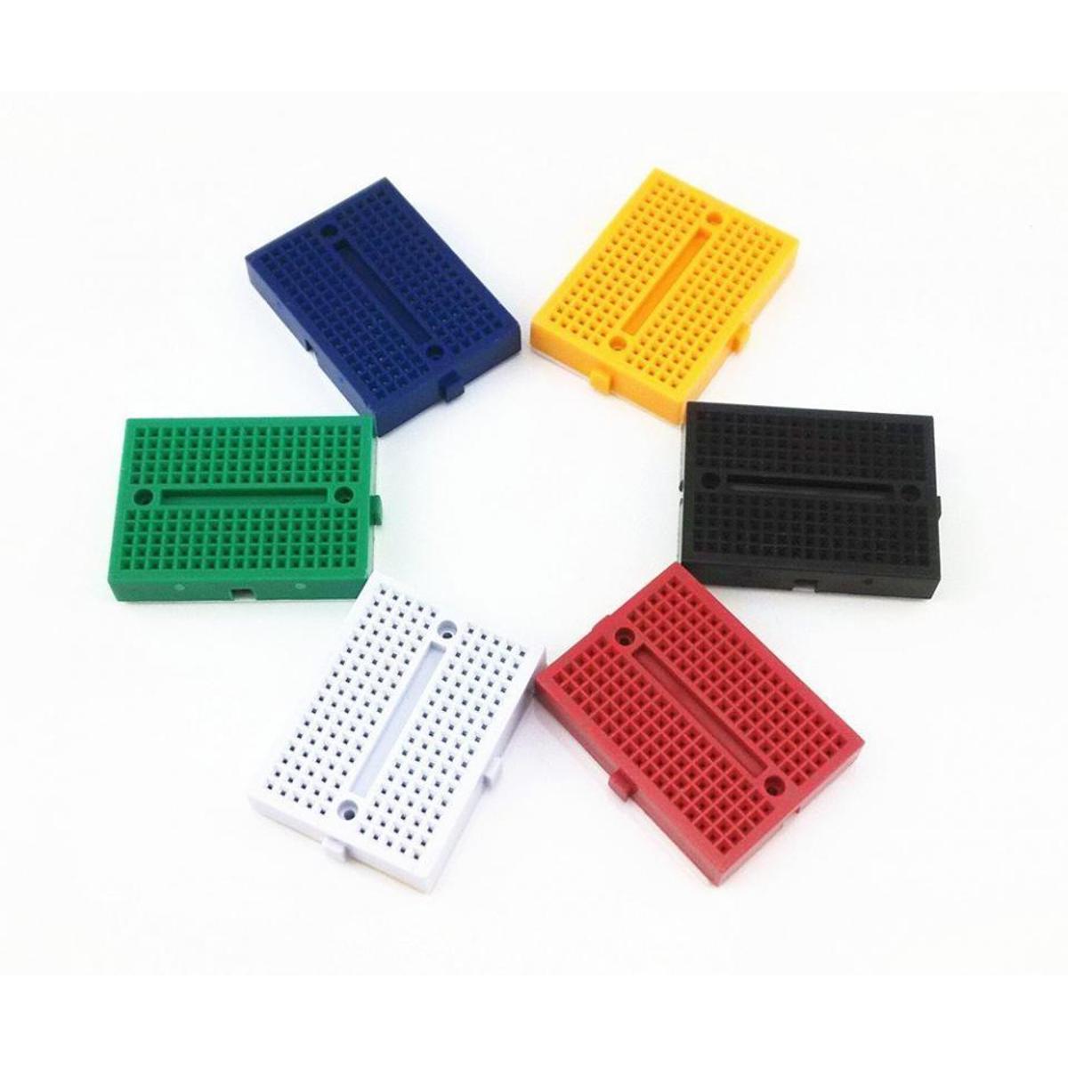 170 Tie Breadboard Mini Size RANDOM COLOR Red/Blue/White/Yellow/Black/Green Solderless Prototype Test Circuit Board Plug-In 170 Tie Points Pin Leads