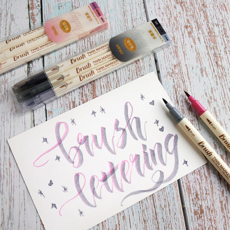 Panda Online 3PCS/20PCS Double Head Tips Brush Twin Marker Pen Soft Tip Water Based Ink Blendable Vintage Color DIY Diary Journal INS Pens. 