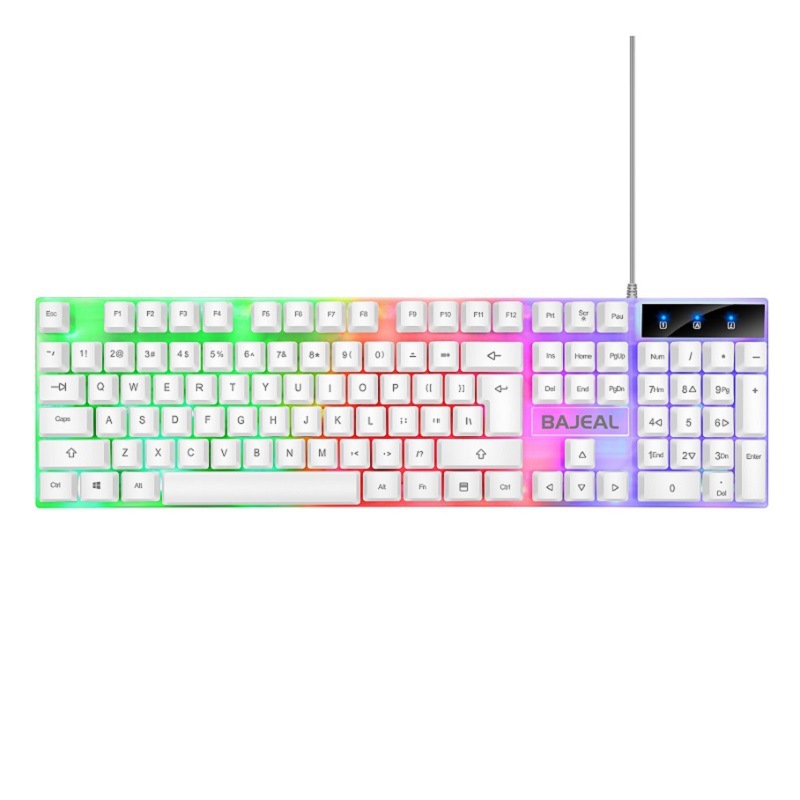 BAJEAL T350 Luminous USB Keyboard & Mouse SetComputer Gaming Mechanical Feel Floating Rainbow Backlight. 