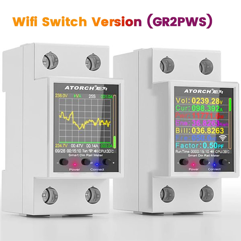 ATORCH GR2PWS Electricity Meter Tuya WiFi Rail Power Energy Meter. 
