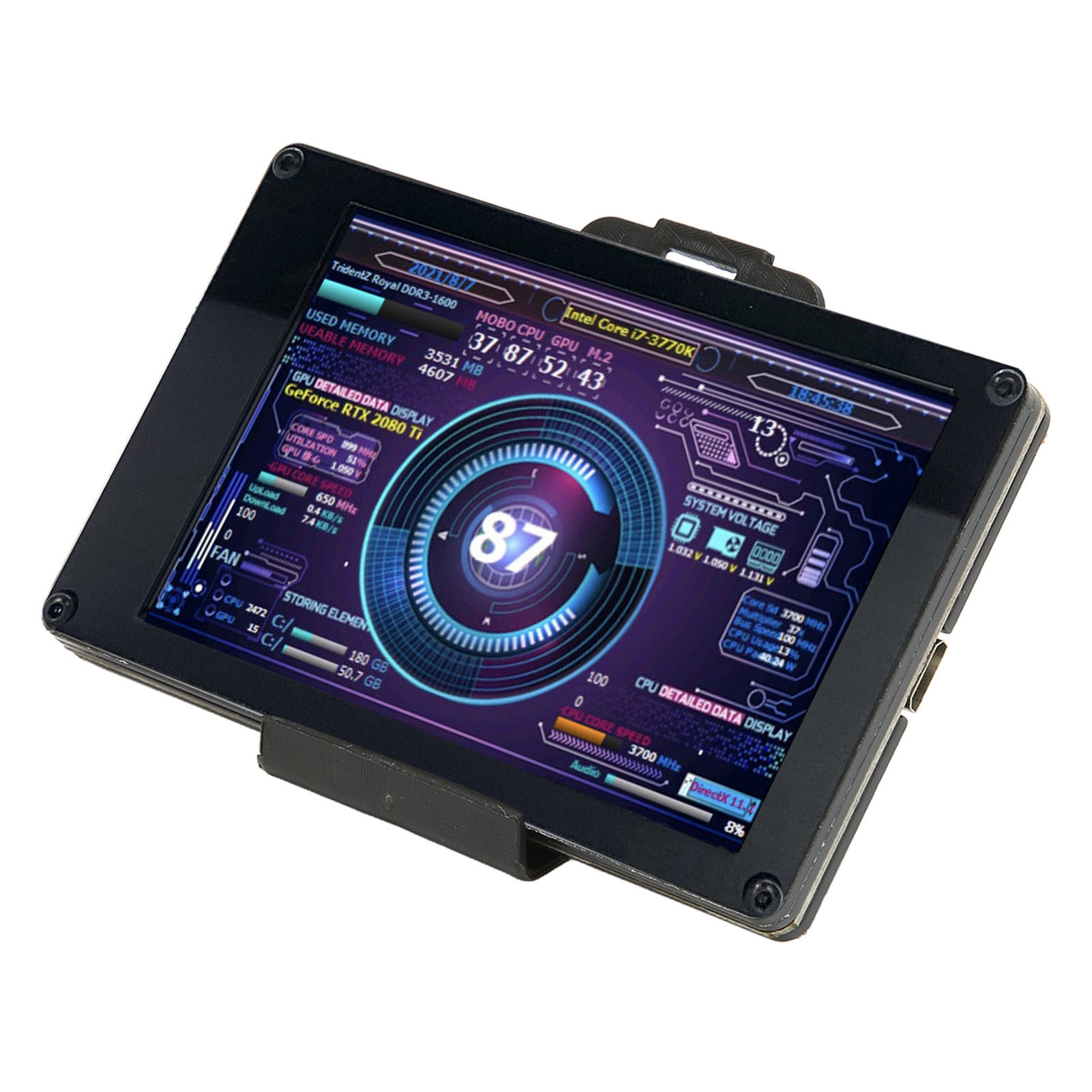 PC Temperature Display, Customizable Layout 3.5 Inch Computer Temp Monitor for Desktop. 