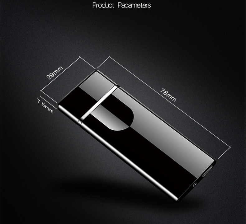 Portable Small Size Heat Coil Slim Lighter Zinc Alloy Fingerprint Encendedor Electrico USB.jpg