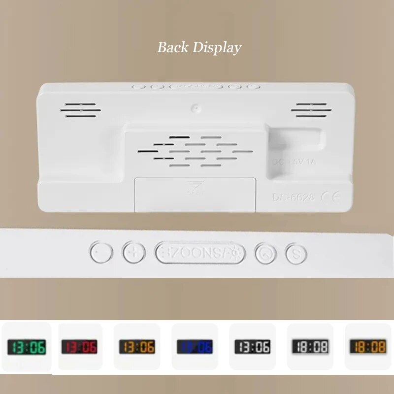 Colorful Digital Alarm Clock Fonts Led Large Character Electronic Clock Bedside Table Alarm Clock 3 Alarm Settings Voice Control. 