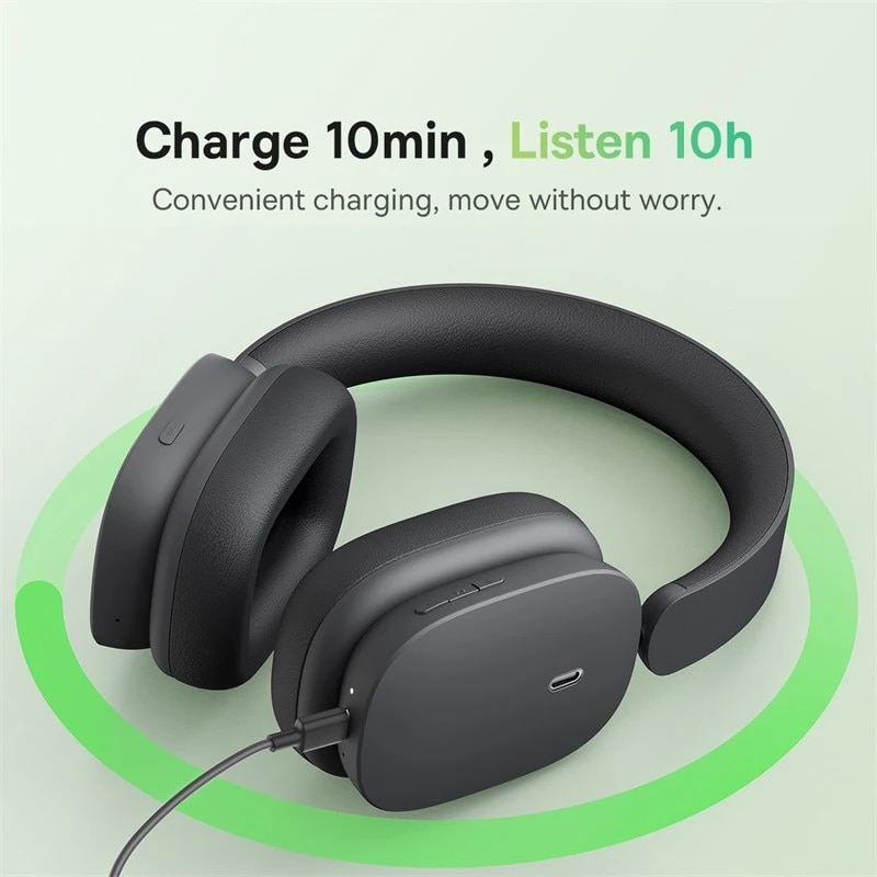 Baseus H1 ANC Bluetooth 5.2 Headsets Wireless Headphones, 40db Active Noise Cancellation, 70h Battery Life, 40mm Driver Unit. 