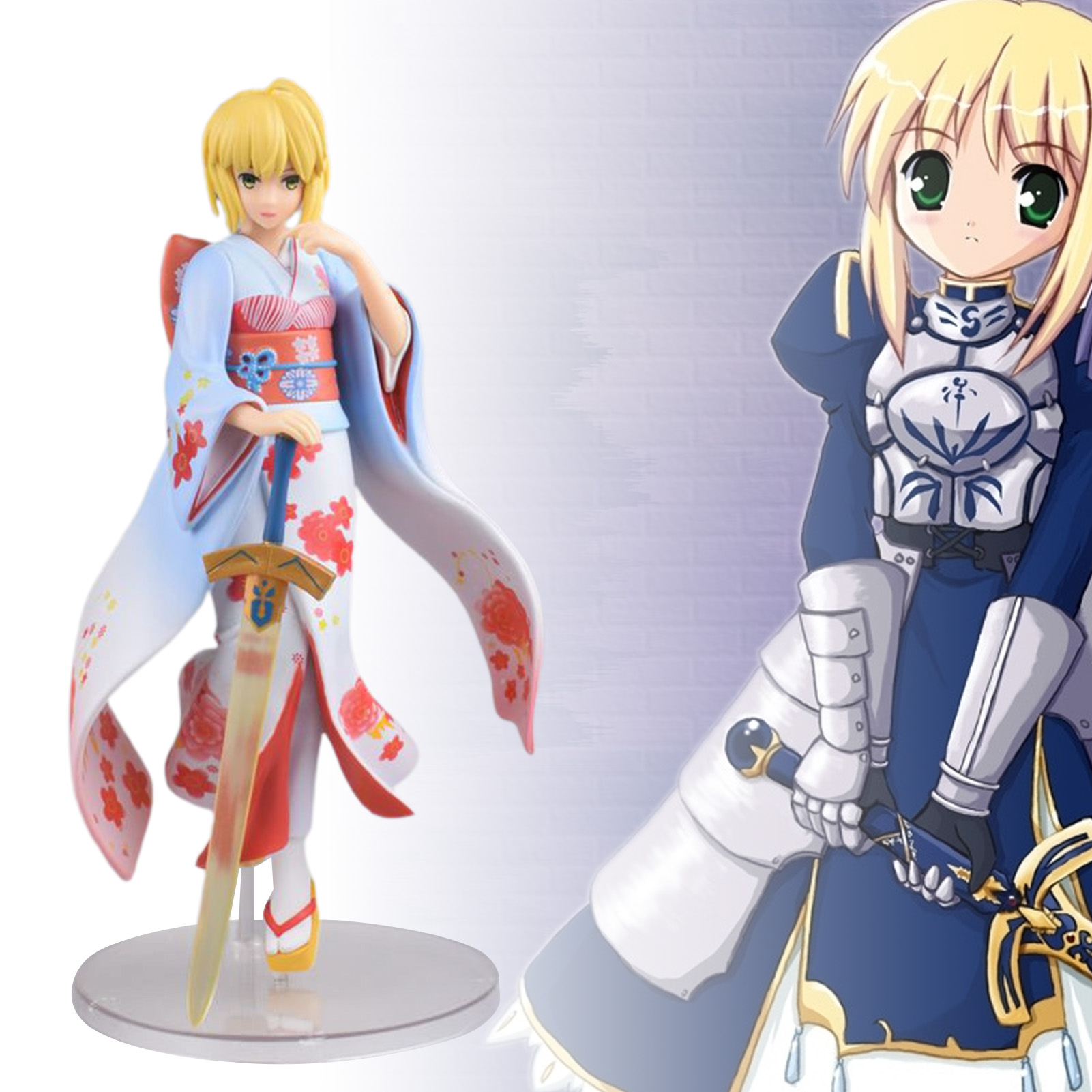 Fate/Stay Night Figure Sakura Kimono Saber-Altria Statue Model Action Figure. 