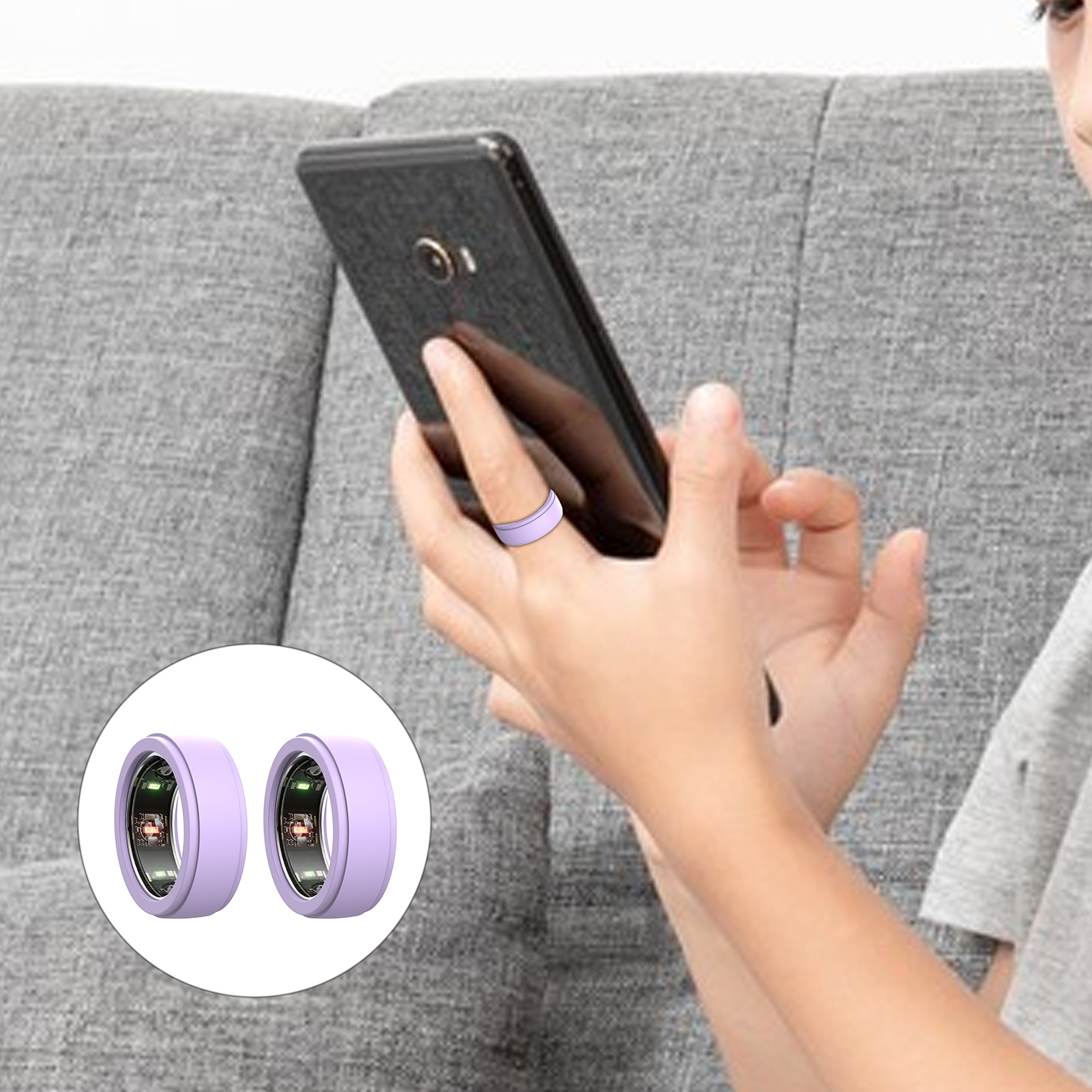Ethereon Smart Ring Protective Case 2pcs Oura Ring Gen3 Protective Case Anti-fall Anti-slip Smart Ring Cover with Elastic Seamless Design Easy to Use for Anti-slip Silicone Case for Smart Rings. 