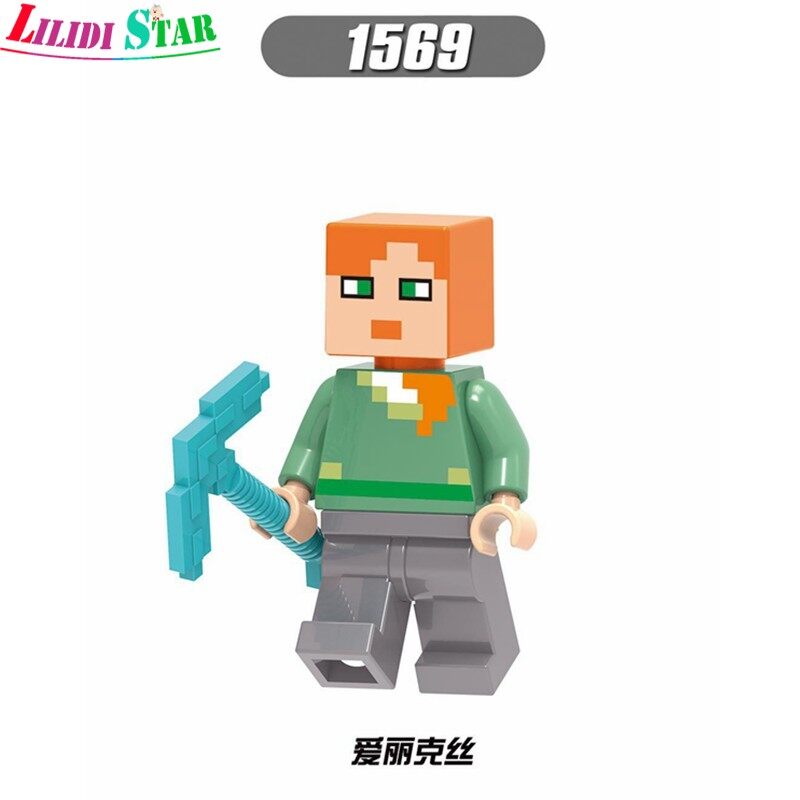 My World LegoING Minecraft Minifigures Steve Alex Zombie Iron Golem Enderman Model Building Blocks Diy Toys Gifts