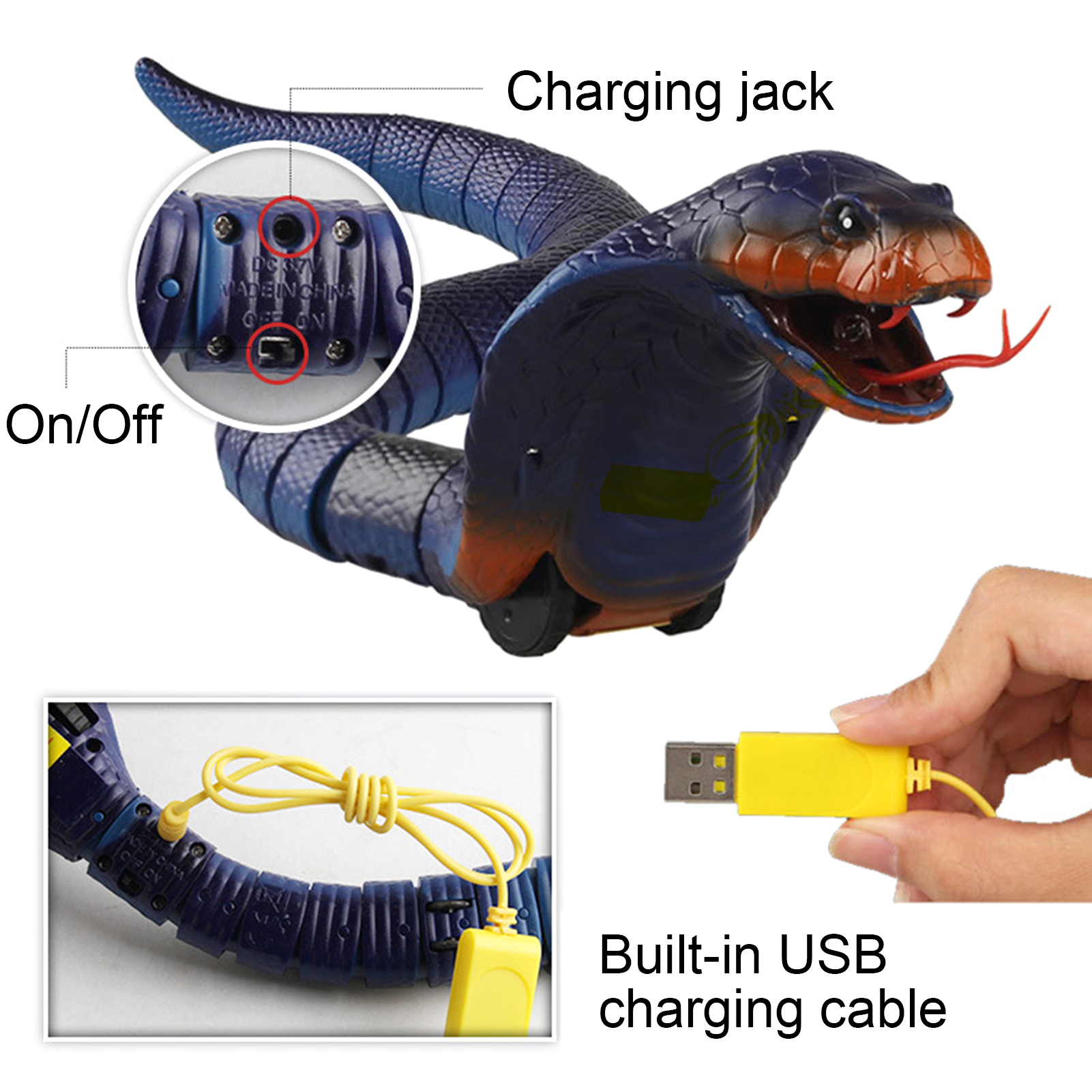 Infrared Remote Control Simulation Snake Realistic Modeling Animal Spoof Toy. 