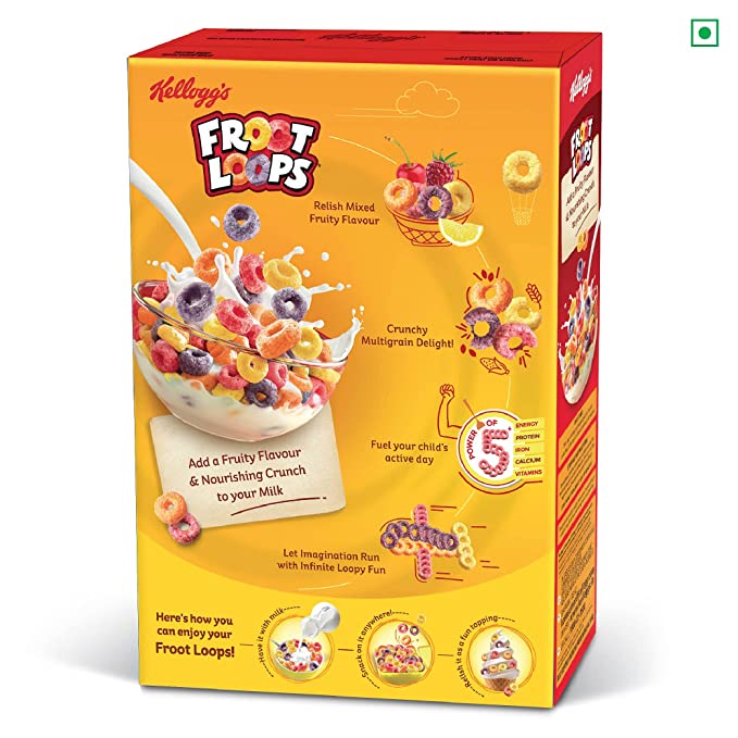 Kellogg's Froot Loops Crunchy Multigrain Breakfast Cereal 285gm. 