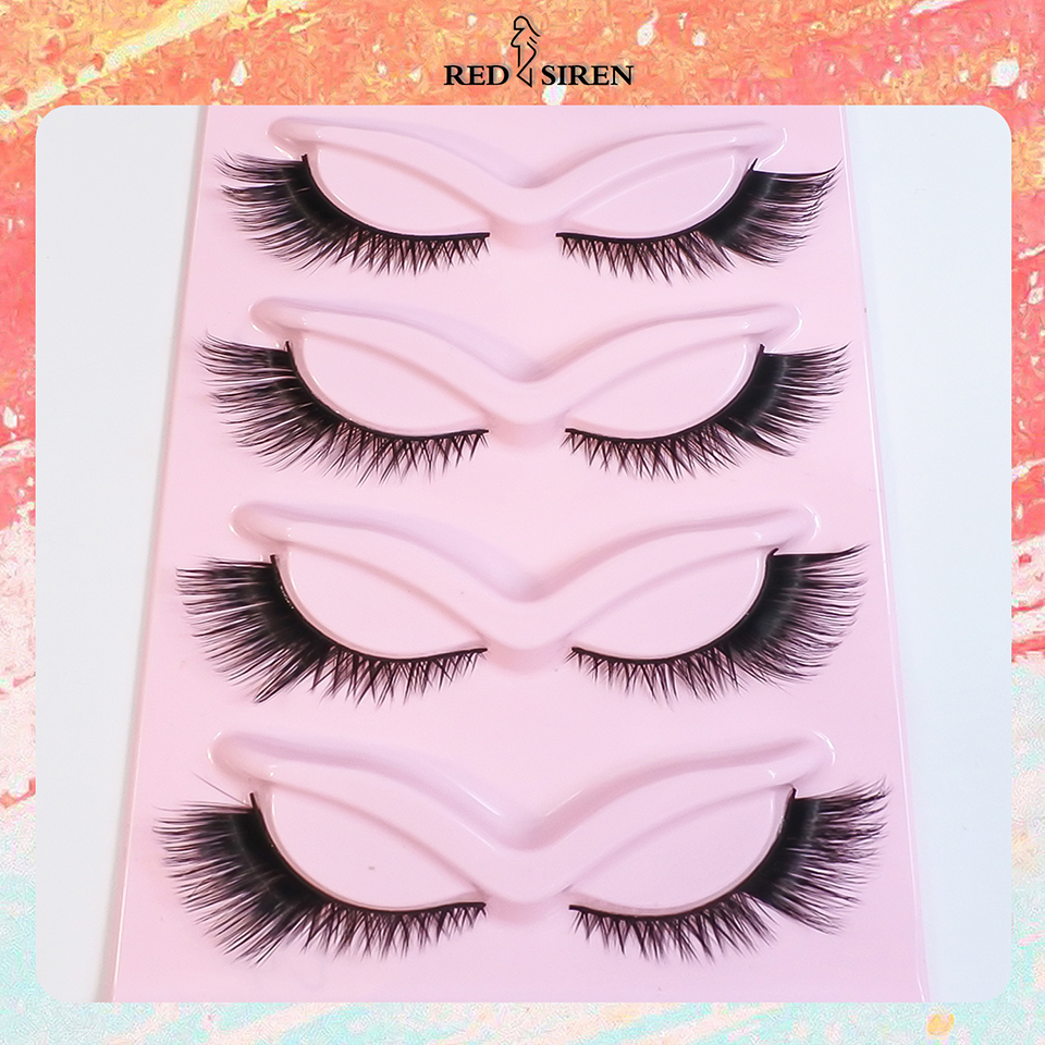 RED SIREN Eyelashes Makeup Winged Cat Eye Lashes 5/10 Pairs Soft Natural Eye Lashes. 