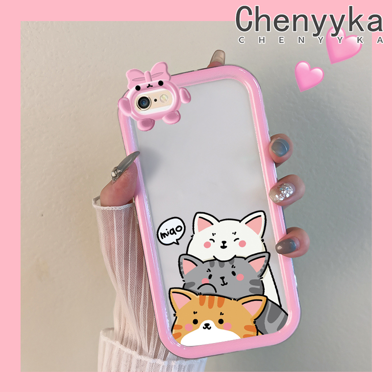 Chenyyka For iPhone 6 Plus 6s Plus 7 Plus 8 Plus Case Cartoon Cute Cat Little Monster Camera Lens Soft Clear Shockproof Phone Cases Simple Transparent Back Cover Silicone Protective Case. 