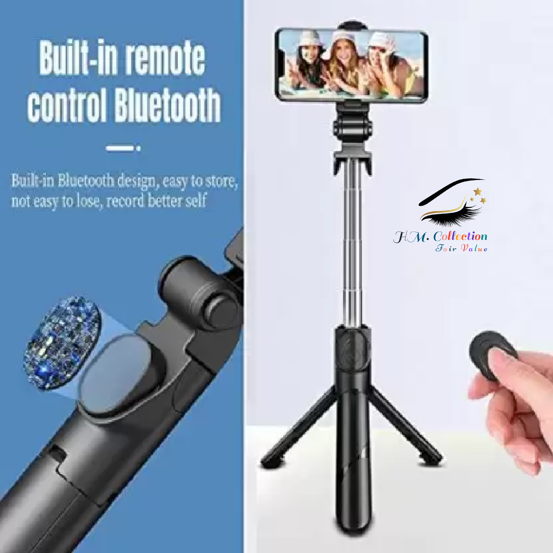 ATSolutions XT-02 STAND LIVE BROADCAST SELFIE STICK Tripod, Monopod  (Black, Supports Up to 500 gm)