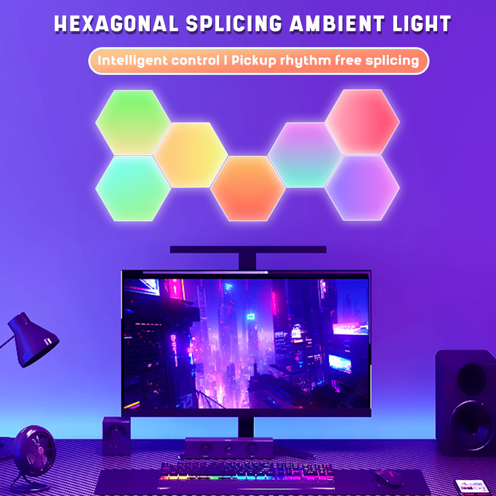 RGB Bluetooth LED Hexagon Light Indoor Wall Light APP Remote Control Night Light for Computer Game Room Children Bedroom Decor. 