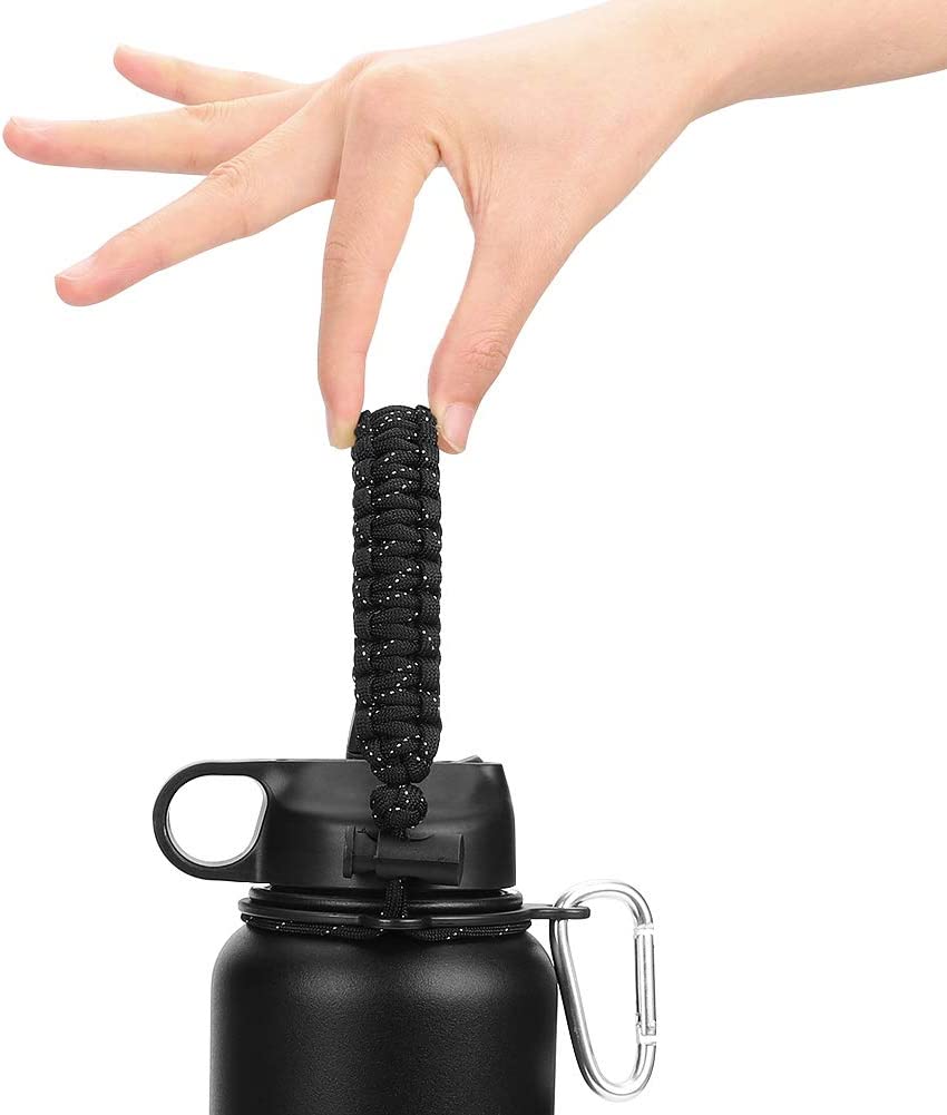 Colorful Paracord Handle New Style Cup Rope Aquaflask for hydro flask Accessories Fits 12oz to 64oz Wide Mouth Bottles Paracord Carrier Strap Cord with Safety Ring and Carabiner - Ideal Water Bottle Handle Strap. 