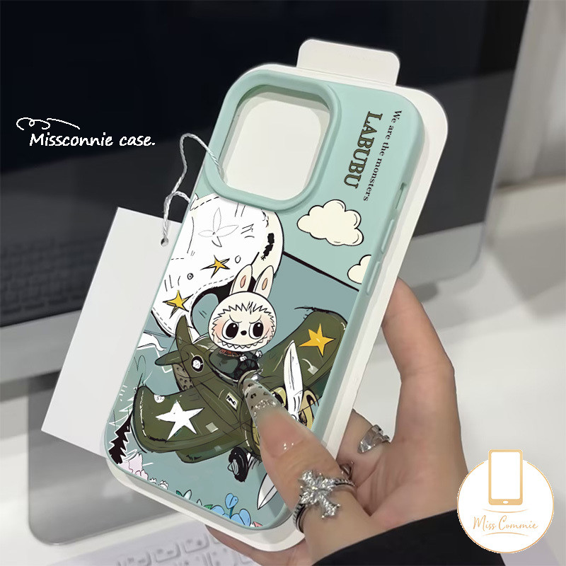Trendy Brand Pop Mart Funny Labubu Aircraft Candy Color Case Compatible for IPhone 11 15 16 14 13 12 Pro Max X XR 15 14 16 Plus XS Max Luxury Soft Cover. 