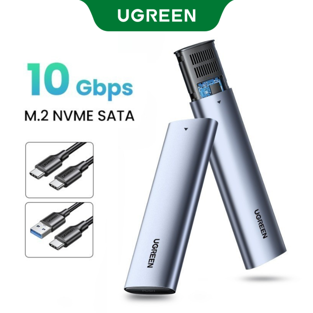 UGREEN SSD Case 10Gbps NVMe NGFF M2 SSD Case For PCIe SATA To USB SSD Case for External Hard Drive M-Key & B-Key M2 SSD Case