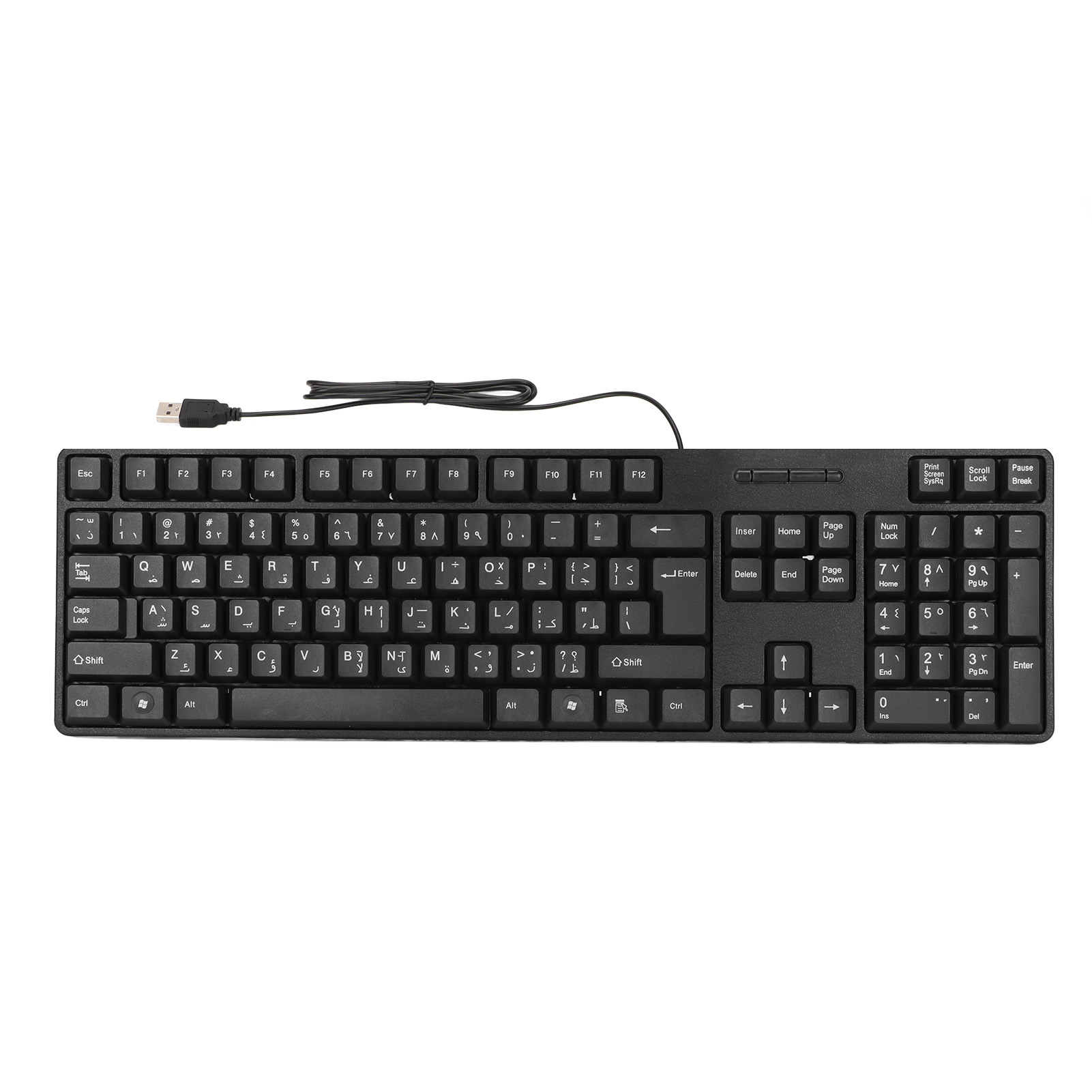 Arabic Keyboard 104 Keys USB Interface Wired Design Black ABS Material Office Keyboard for Desktop Computers. 