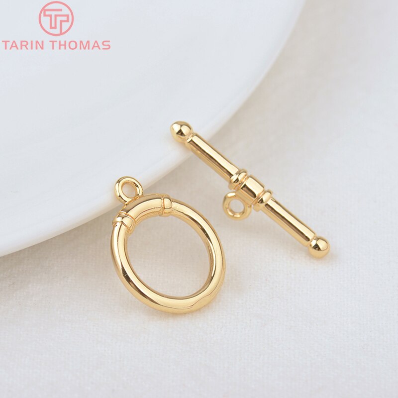 (3452)6 Sets 24K Gold Color Plated Brass Bracelet O Toggle Clasps High Quality Diy Jewelry Making Findings Accessories. 