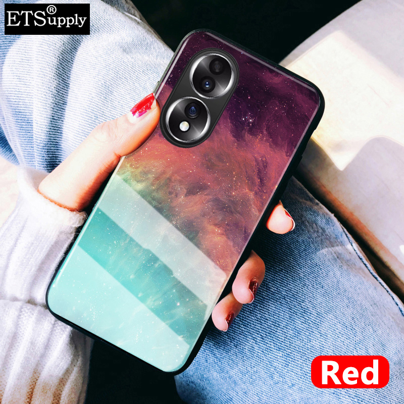 Phone Case Honor 90 Pro Starry Galaxy Moon Design Full Protective Tempered Glass Couple Back Cover Honor90 Pro Case Housing