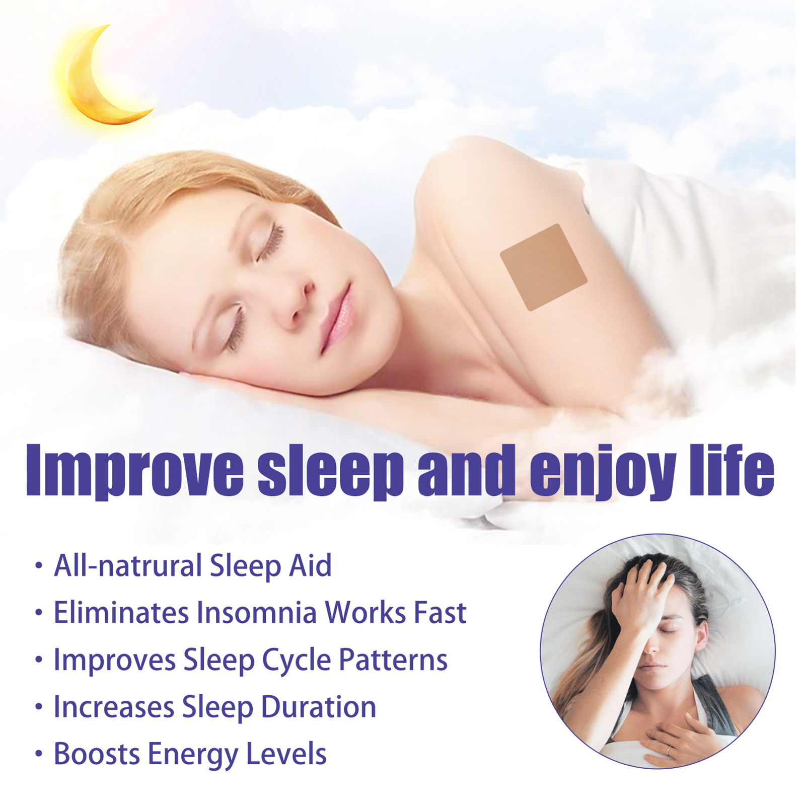 Sleep Support Patch Sleep Well with 48pcs Quick-acting Deep Sleep Patches Natural Comfortable Non-irritating Calm Sleep Patch. 