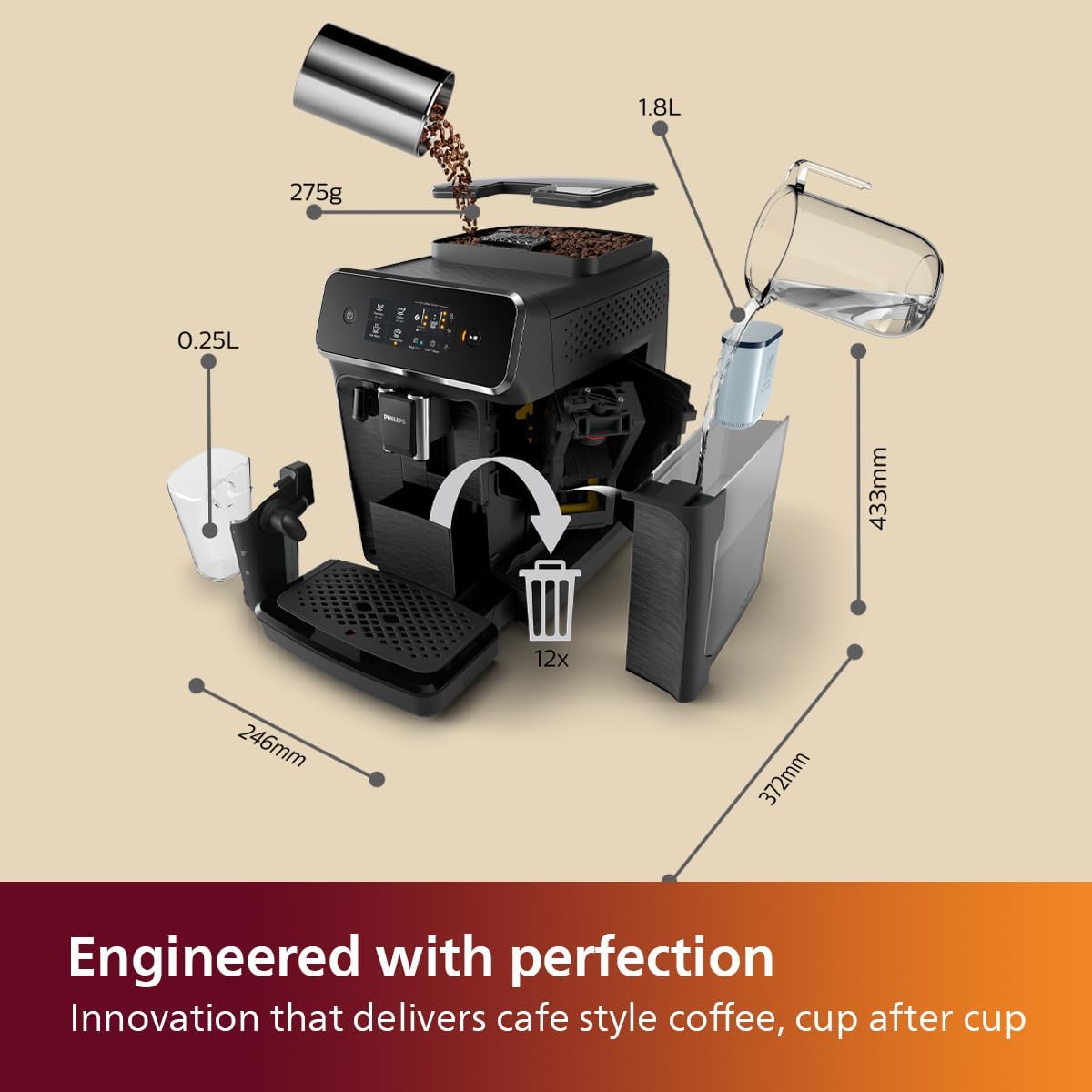 Philips EP2230/10 Series 2200 Fully Automatic Espresso Coffee Machine. 