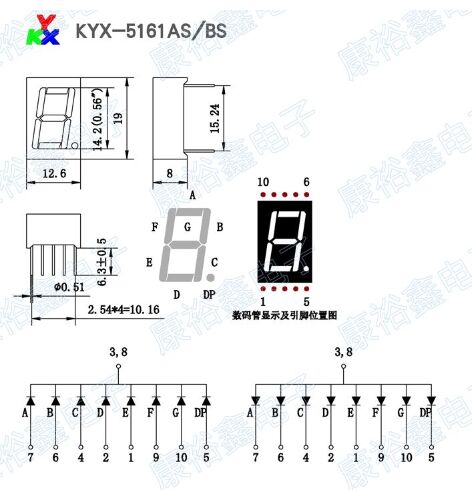 【DM bag factory Store】0.56inch 1digit 8 segment led 5161AS/5161BS. 